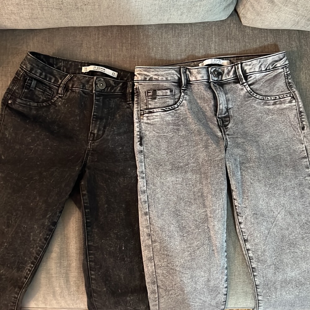 2 pair skinny jeans LFT Lefties size eur 36 washed gray & black